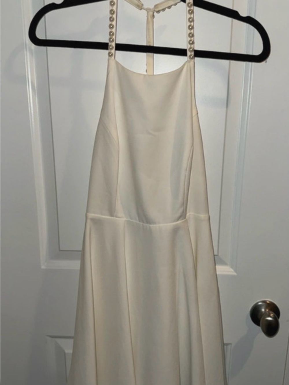 Lulu's Ivory Strapless Gown with Pearl-Embellished Straps